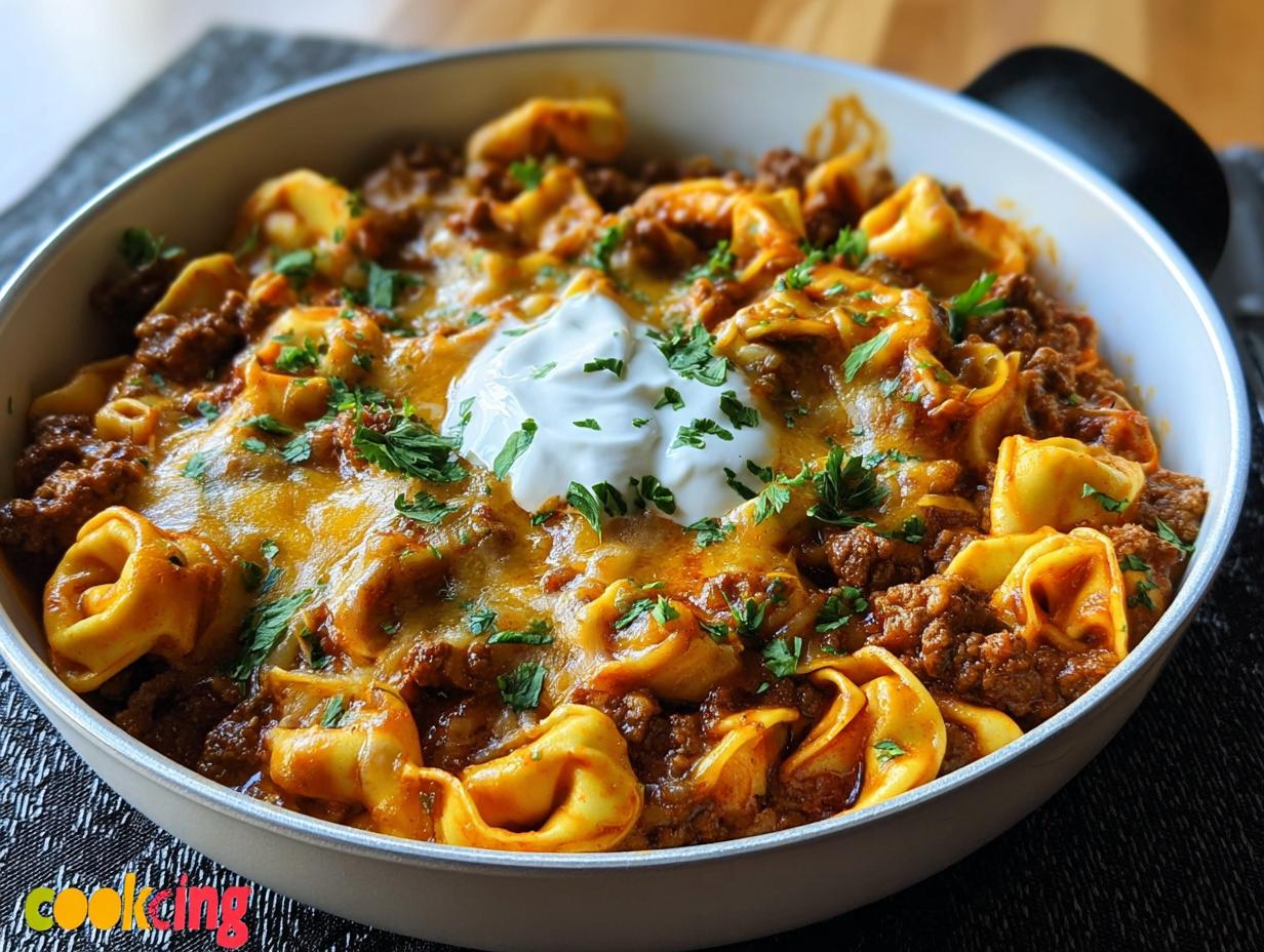 Cheesy Beef Enchilada Tortellini - Cheesy Beef Enchilada Tortellini - additional detail