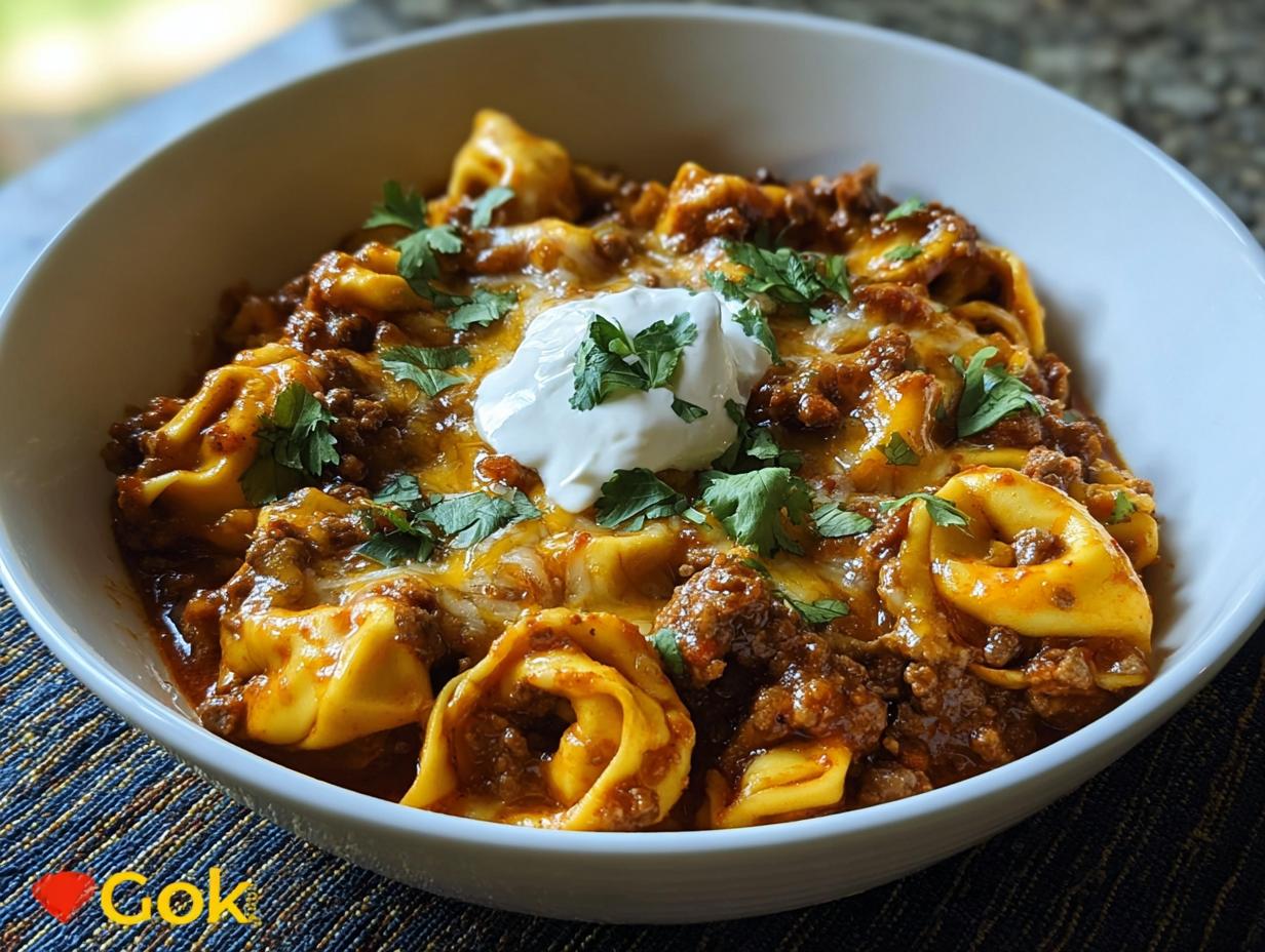 Cheesy Beef Enchilada Tortellini Is Divine Bliss - Cheesy Beef Enchilada Tortellini - additional detail