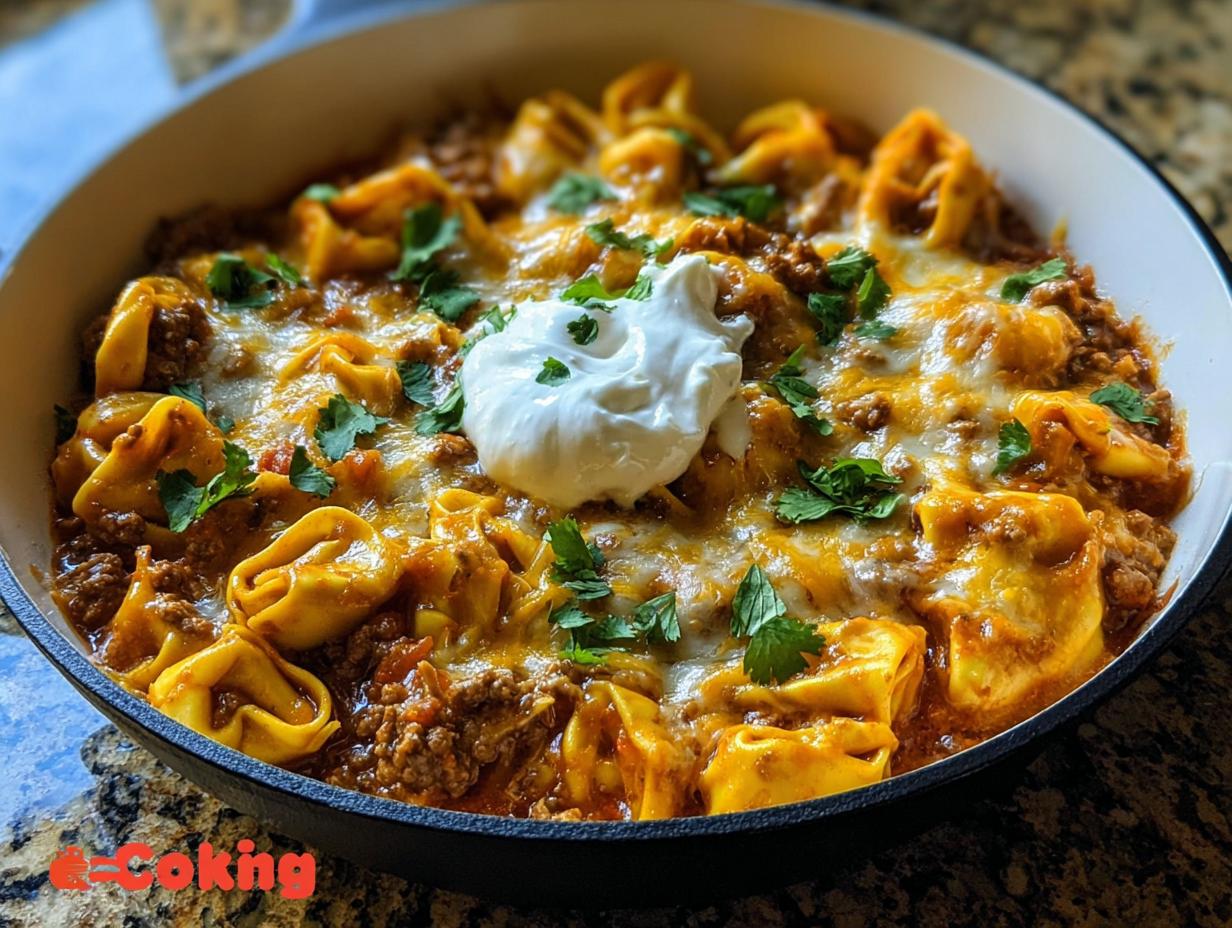 Cheesy Beef Enchilada Tortellini