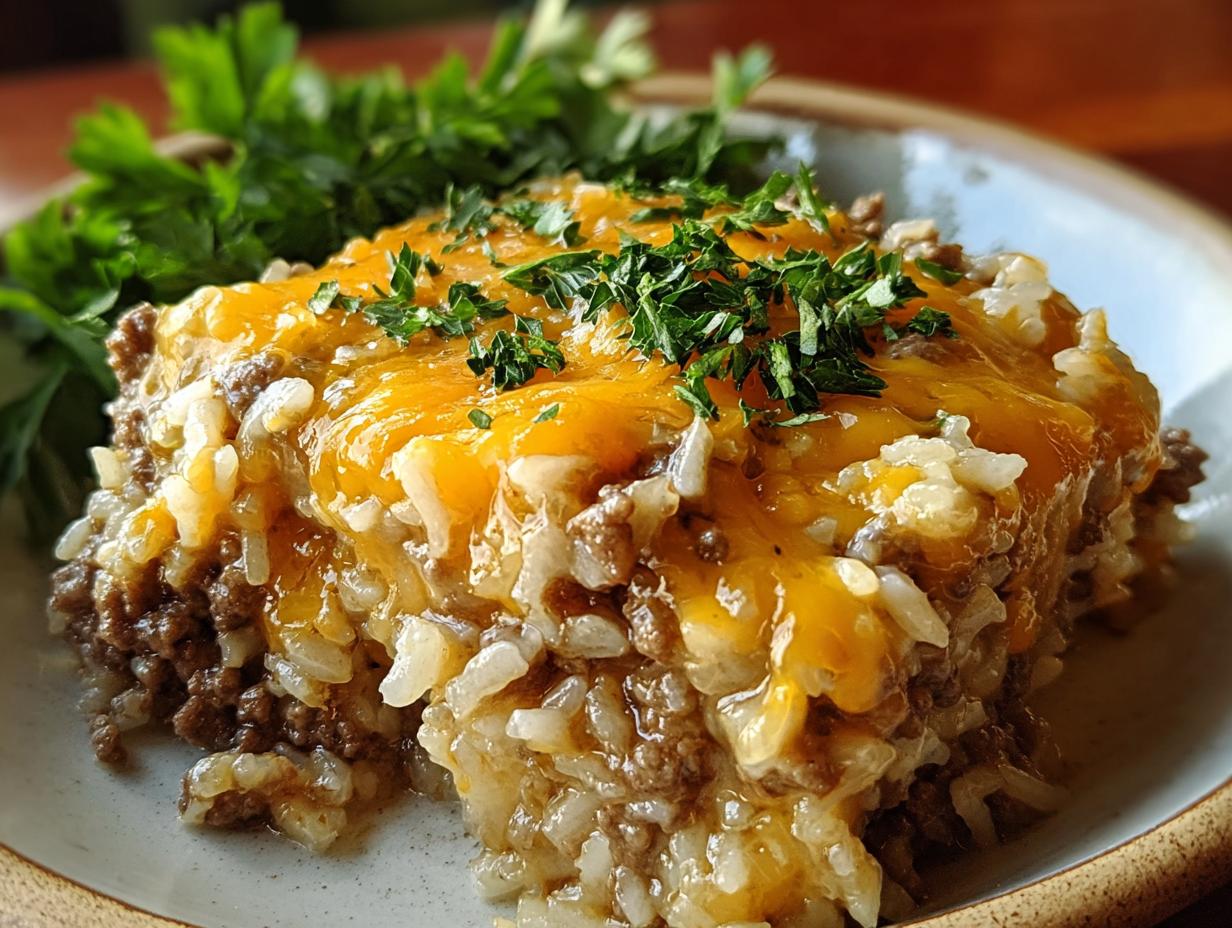 Cheesy Hamburger Rice Casserole
