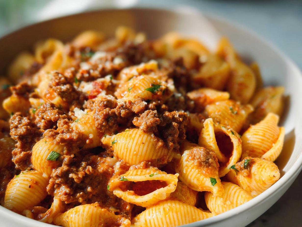 Creamy Beef Shells: Amazing Dinner in 30 Minutes - Creamy Beef Shells - additional detail