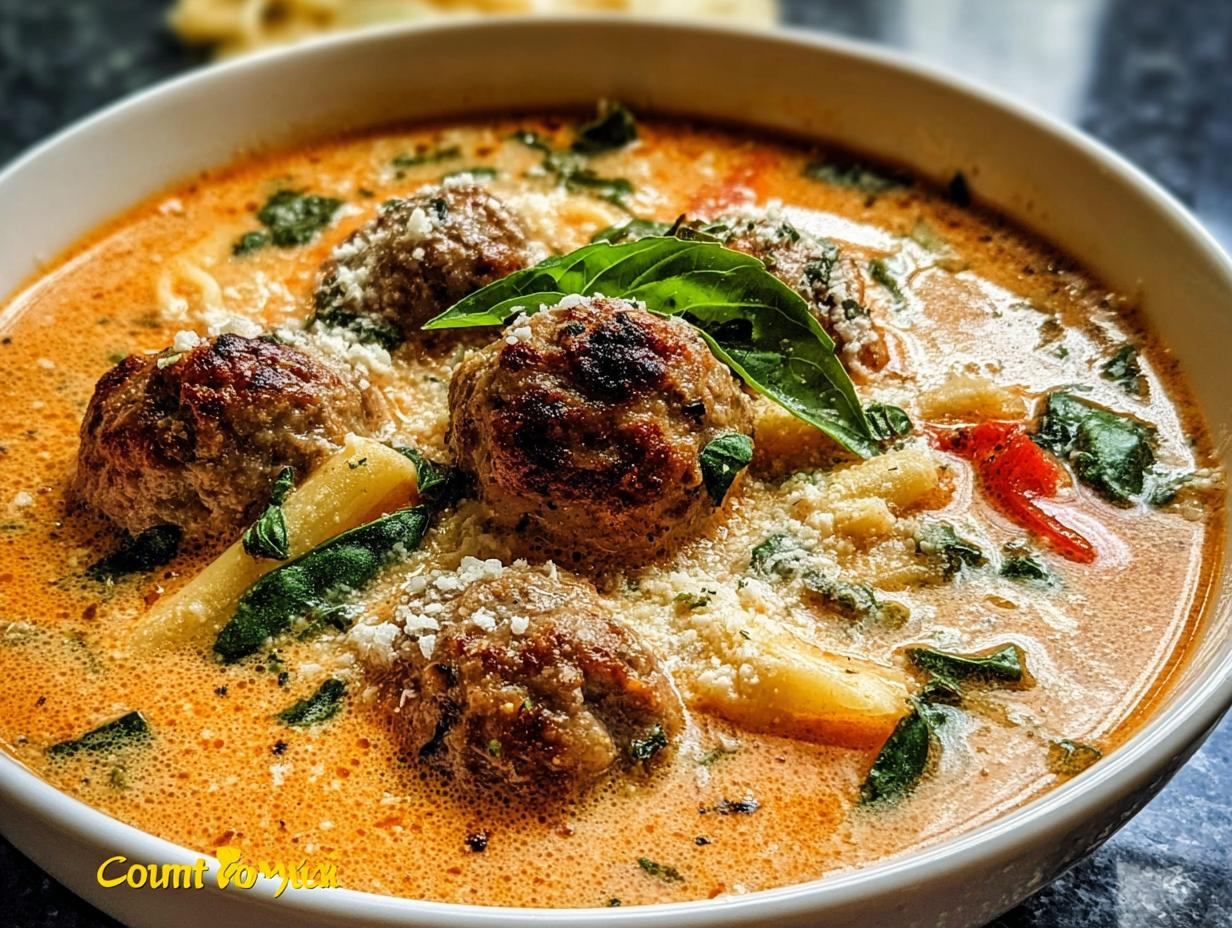 Amazing Creamy Italian Meatball Soup - Creamy Italian Meatball Soup - main visual representation
