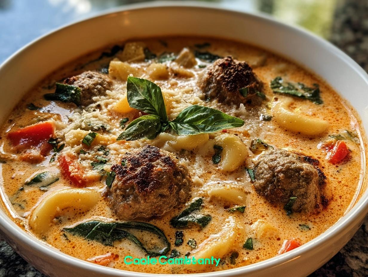 Amazing Creamy Italian Meatball Soup - Creamy Italian Meatball Soup - additional detail