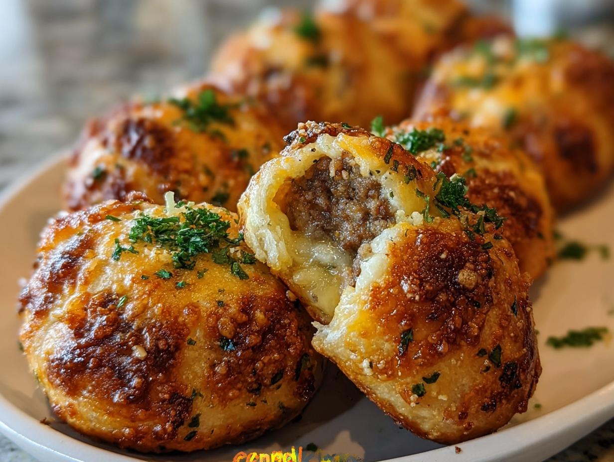 Garlic Parmesan Cheeseburger Bombs - close-up of ingredients