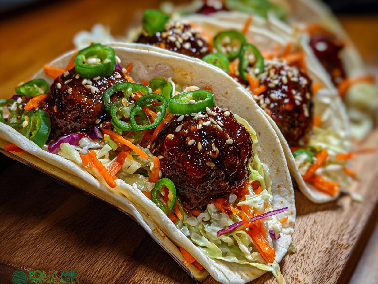 Korean BBQ Meatball Tacos: 25 Min Zing - Korean Bbq Meatball Tacos - additional detail