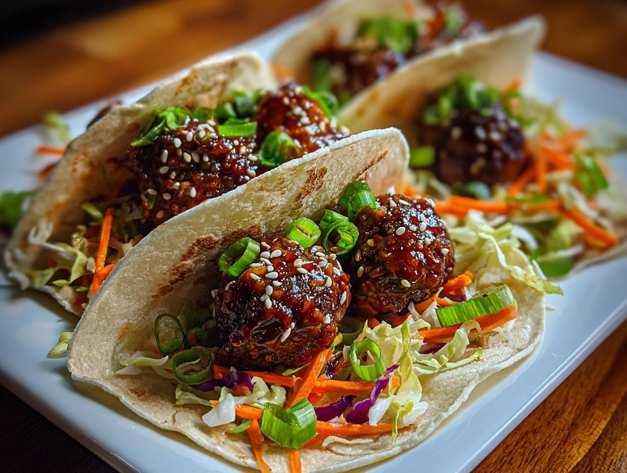 Korean Bbq Meatball Tacos