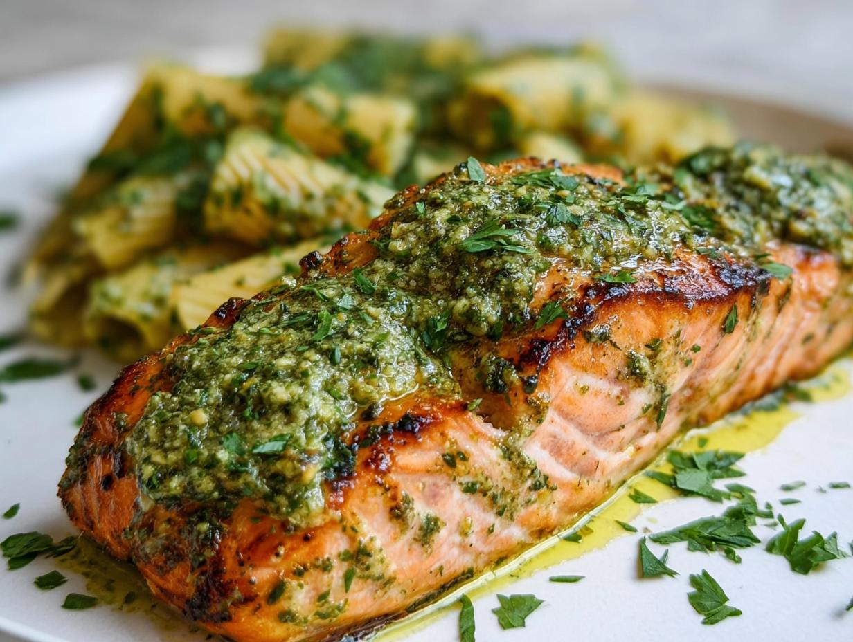 Salmon Pesto Butter: Amazing 1-Pan Dinner - Salmon Pesto Butter - main visual representation