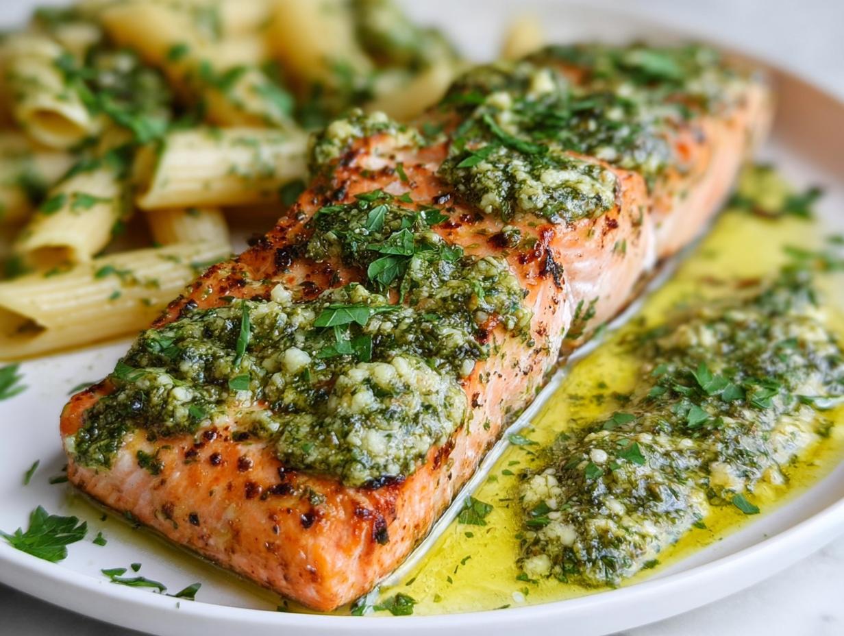 Salmon Pesto Butter: Amazing 1-Pan Dinner - Salmon Pesto Butter - additional detail