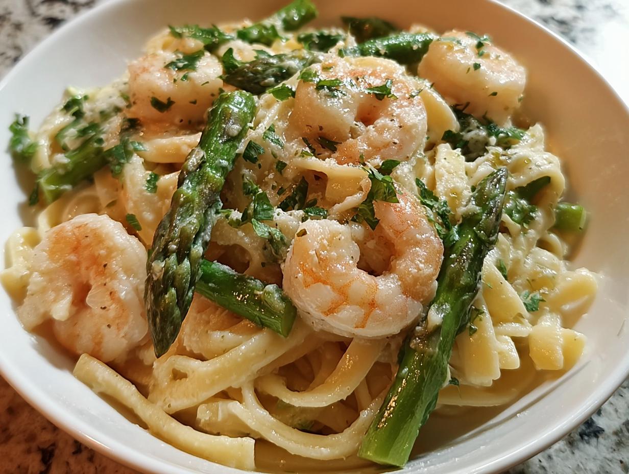 Shrimp Asparagus Pasta: 30 Min Weeknight Wonder - Shrimp Asparagus Pasta - additional detail