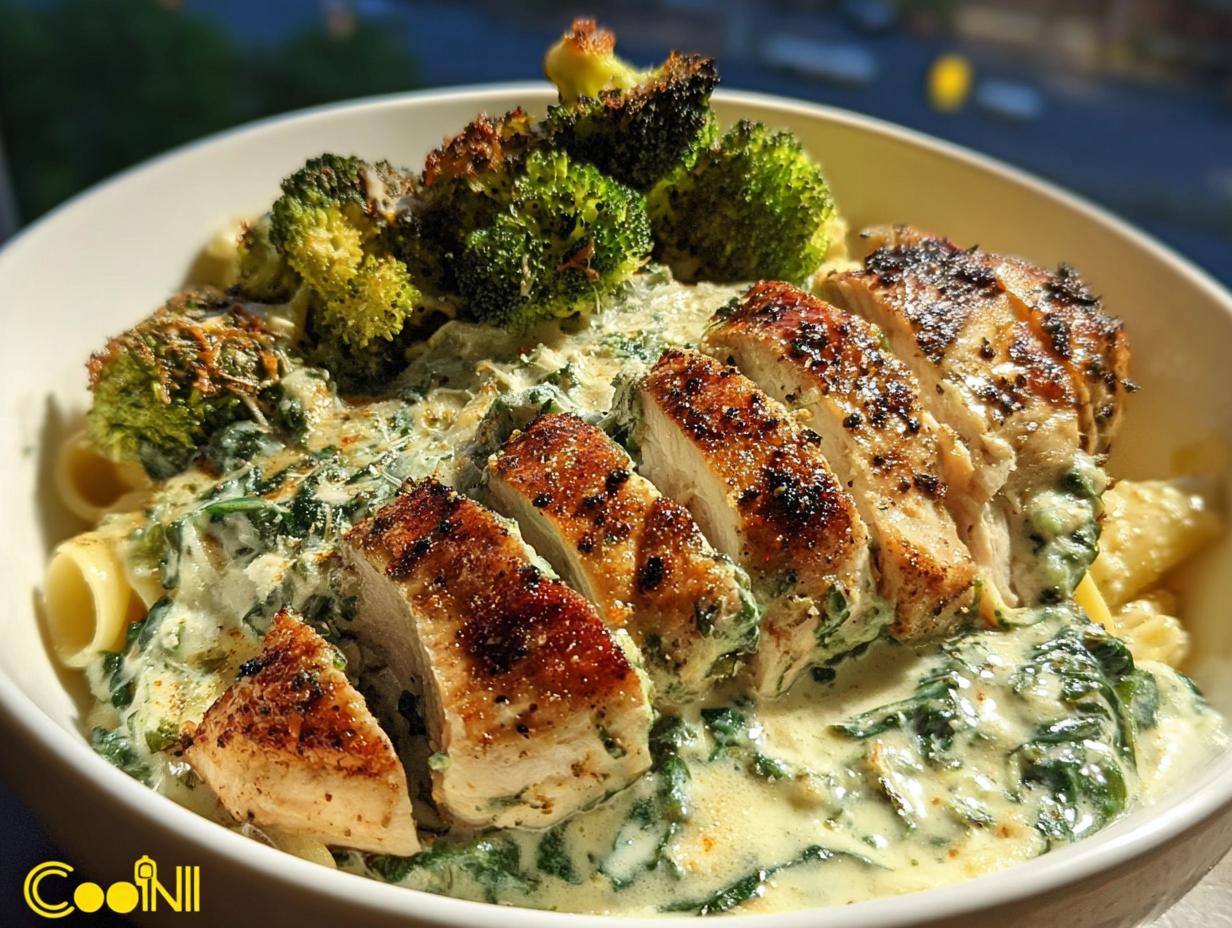 Spinach Artichoke Greek Chicken