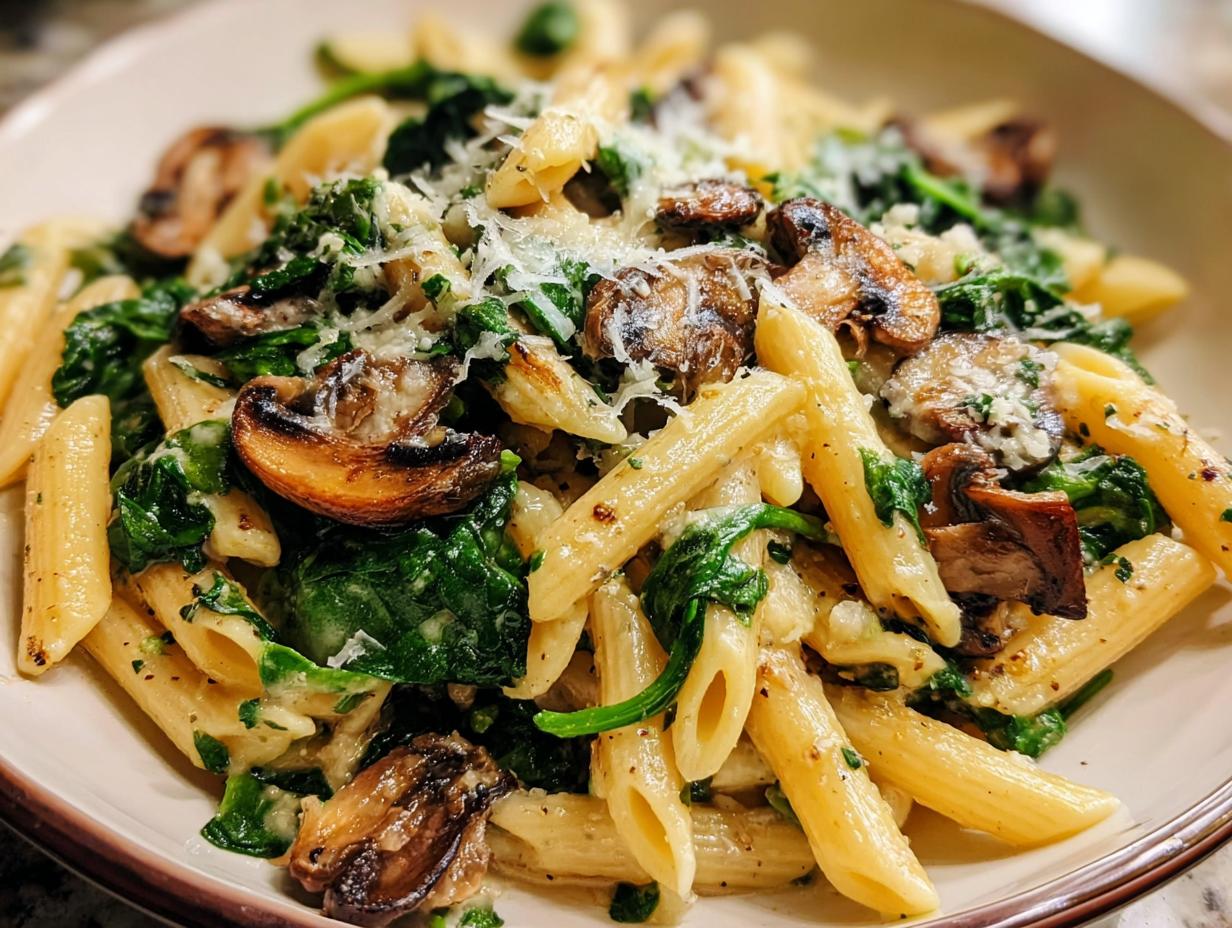 Spinach Mushroom Pasta: 8 Easy Steps - Spinach Mushroom Pasta - additional detail
