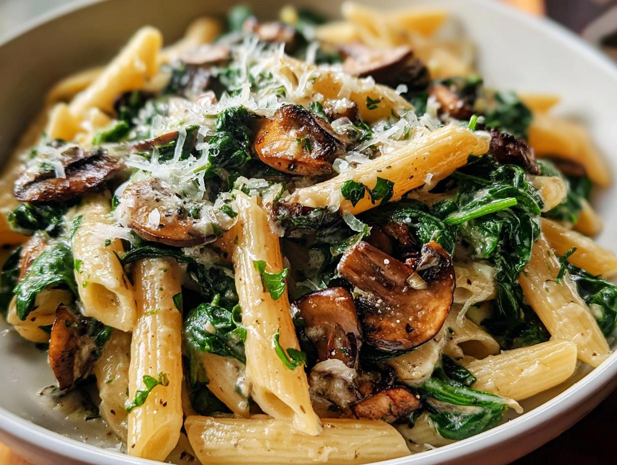 Spinach Mushroom Pasta: 8 Easy Steps - Spinach Mushroom Pasta - additional detail
