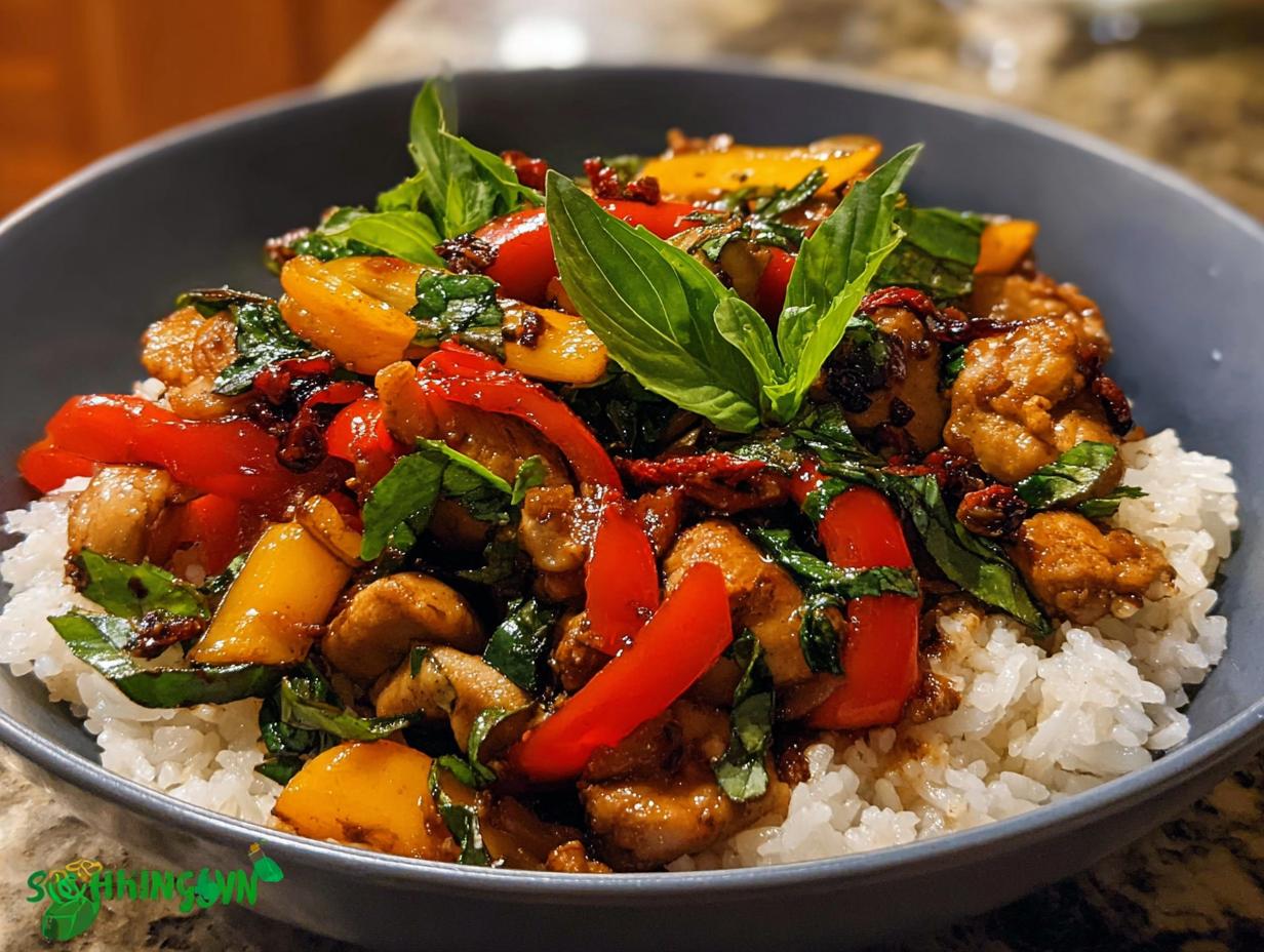 Thai Basil Chicken: Quick Delicious Magic - Thai Basil Chicken - additional detail