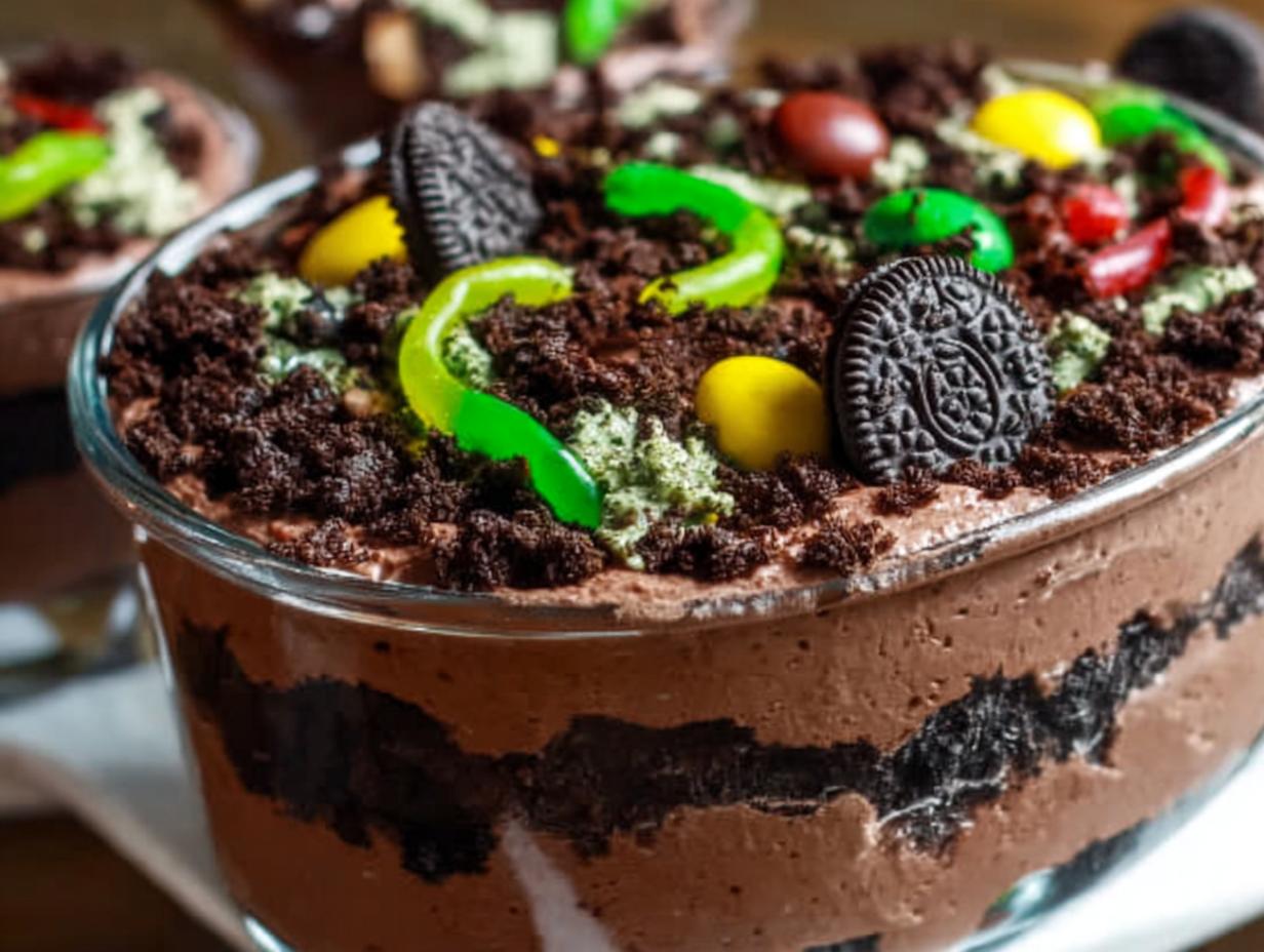 Amazing Chocolate Pudding Dirt Cake: 25 Min Prep - Chocolate Pudding Dirt Cake - main visual representation