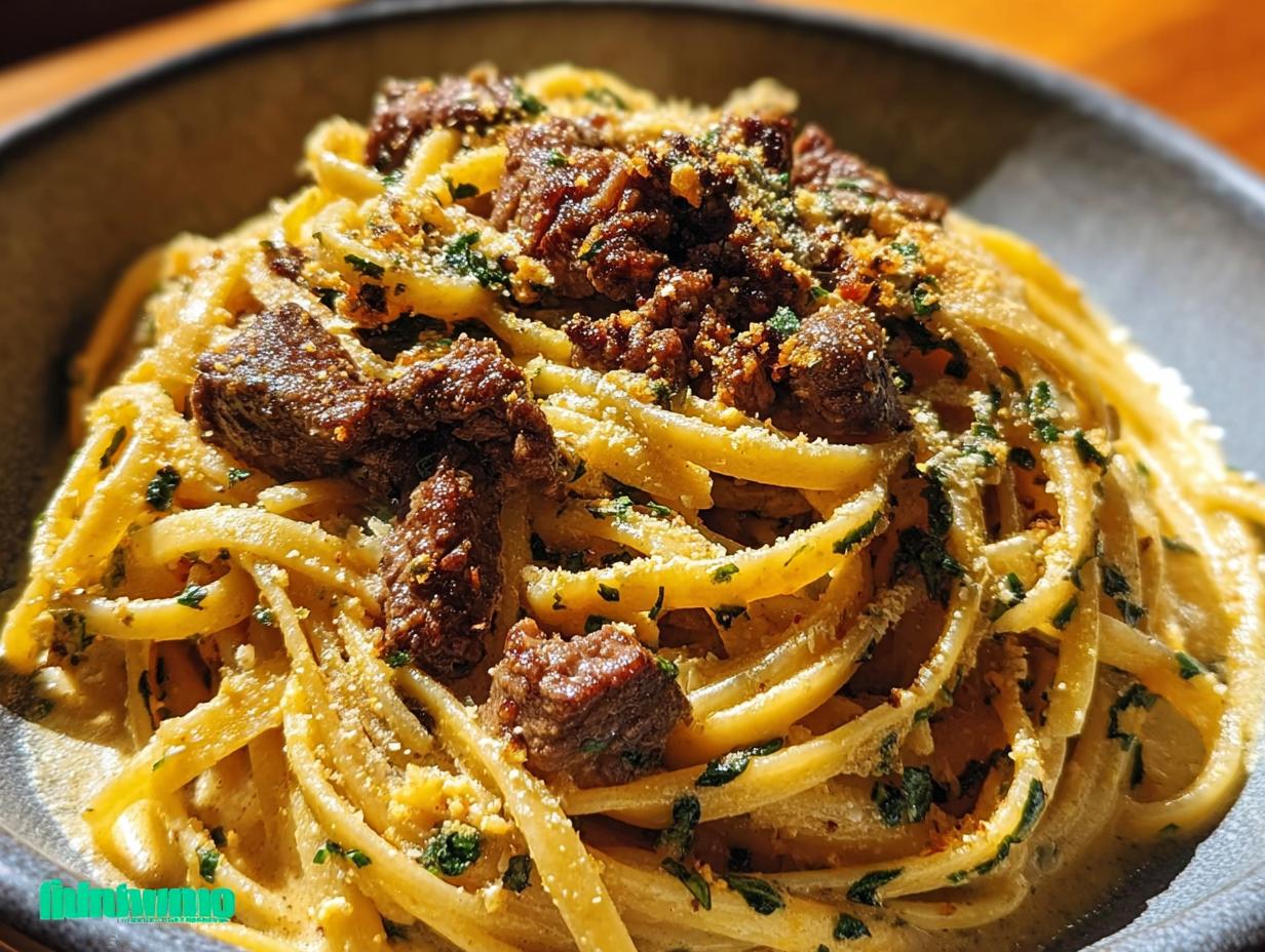 Creamy Parmesan Beef Linguine: 1 Amazing Recipe - Creamy Parmesan Beef Linguine - additional detail