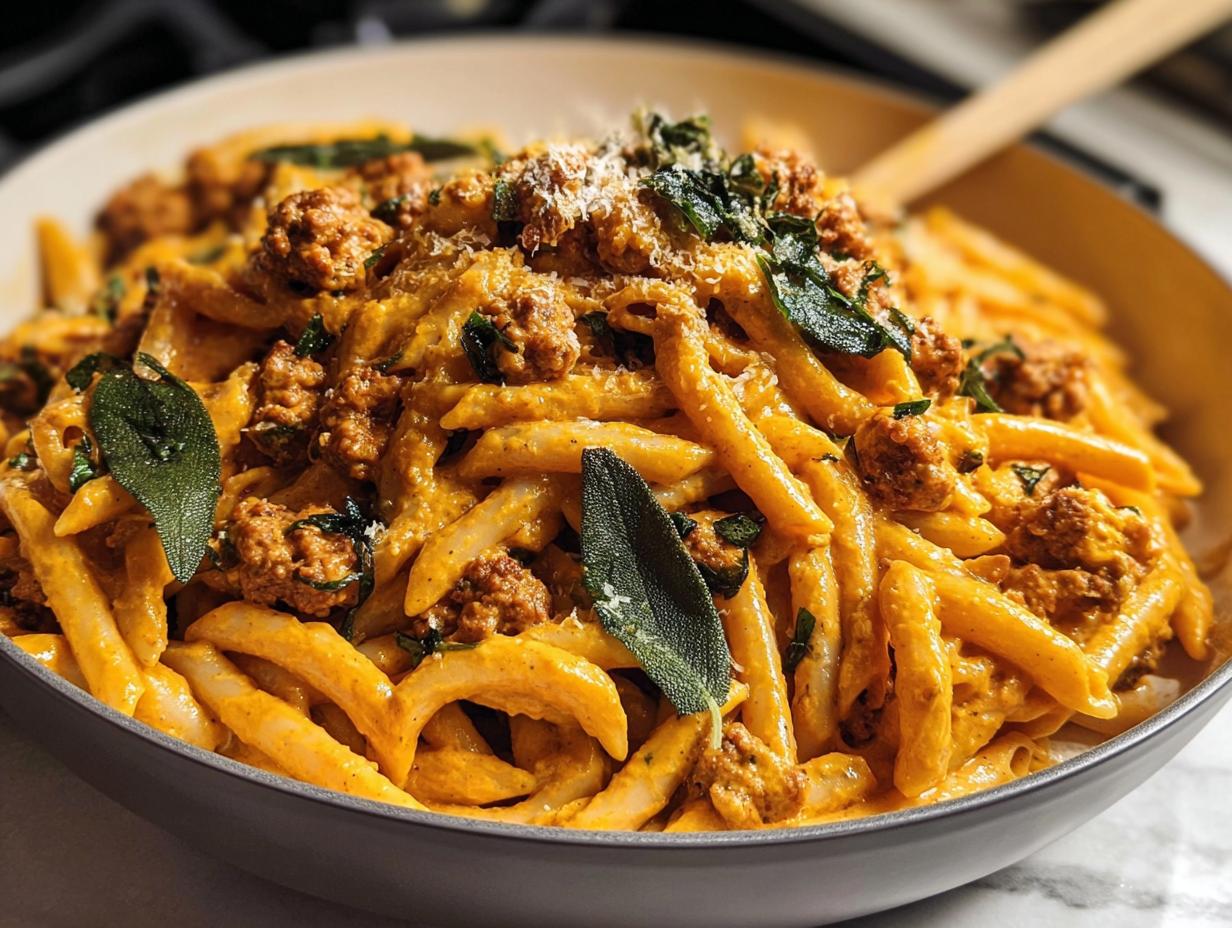 Creamy Pumpkin Pasta Sausage: 1 Cozy Meal - Creamy Pumpkin Pasta Sausage - main visual representation