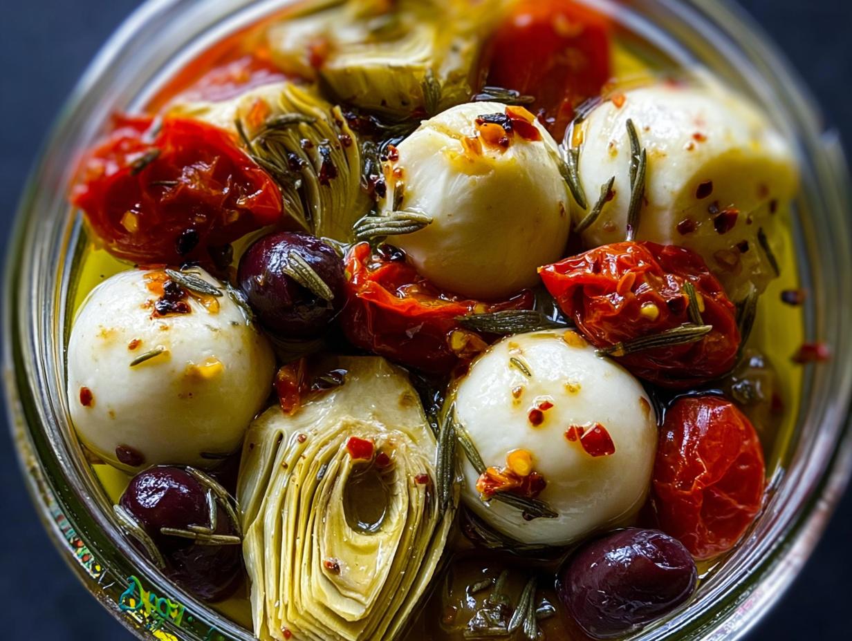 Amazing Marinated Mozzarella Balls Artichokes - Marinated Mozzarella Balls Artichokes - additional detail