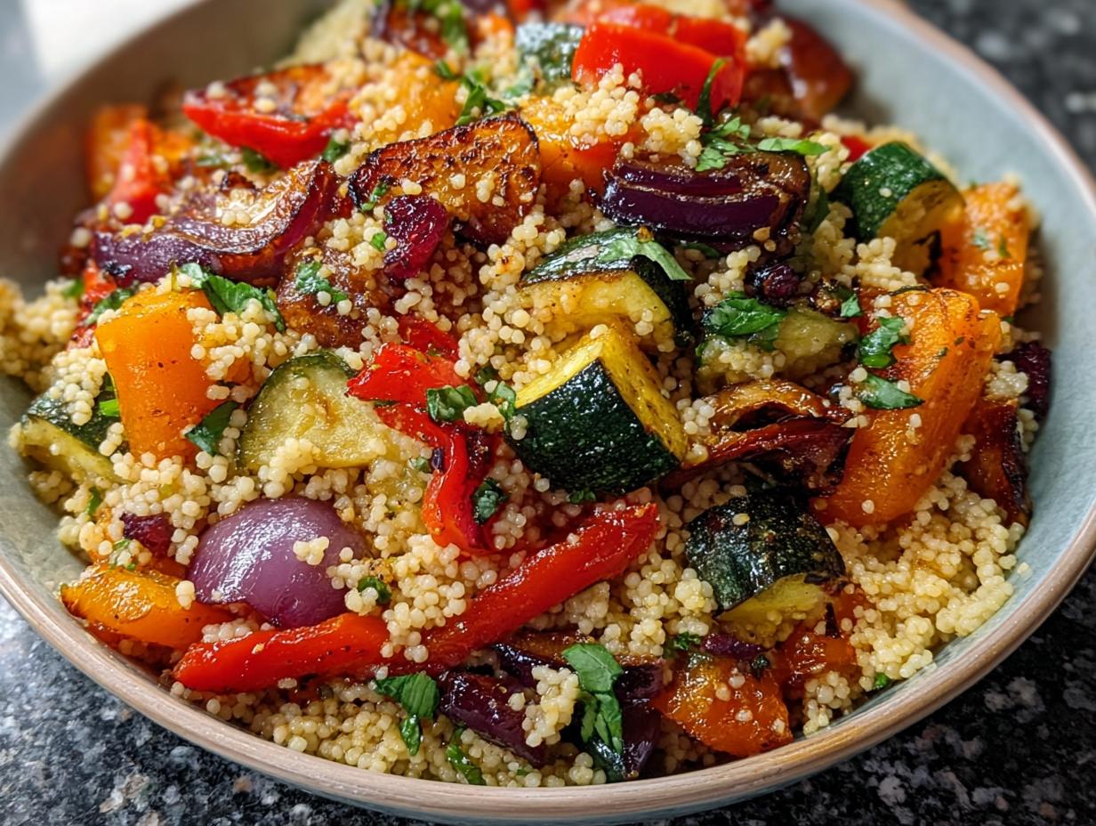 Roasted Vegetable Couscous Salad: 15 Min Quick Meal - Roasted Vegetable Couscous Salad - additional detail