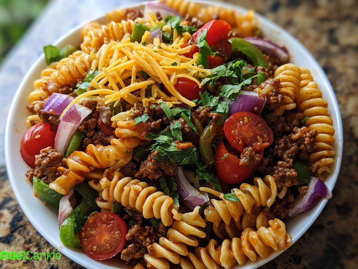 Delicious Seasoned Ground Beef Taco Pasta Salad - Seasoned Ground Beef Taco - additional detail