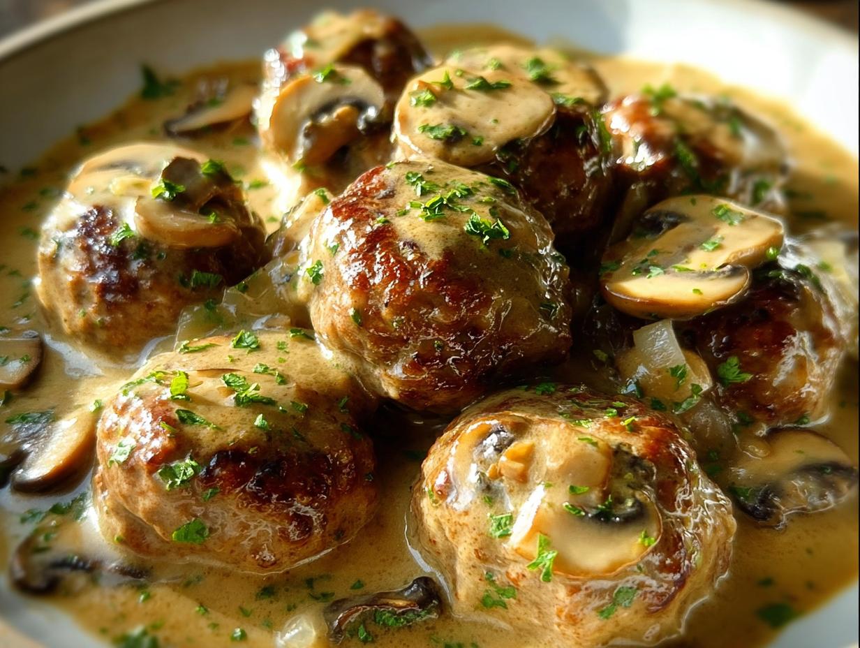 Smothered Rissoles Mushroom Gravy