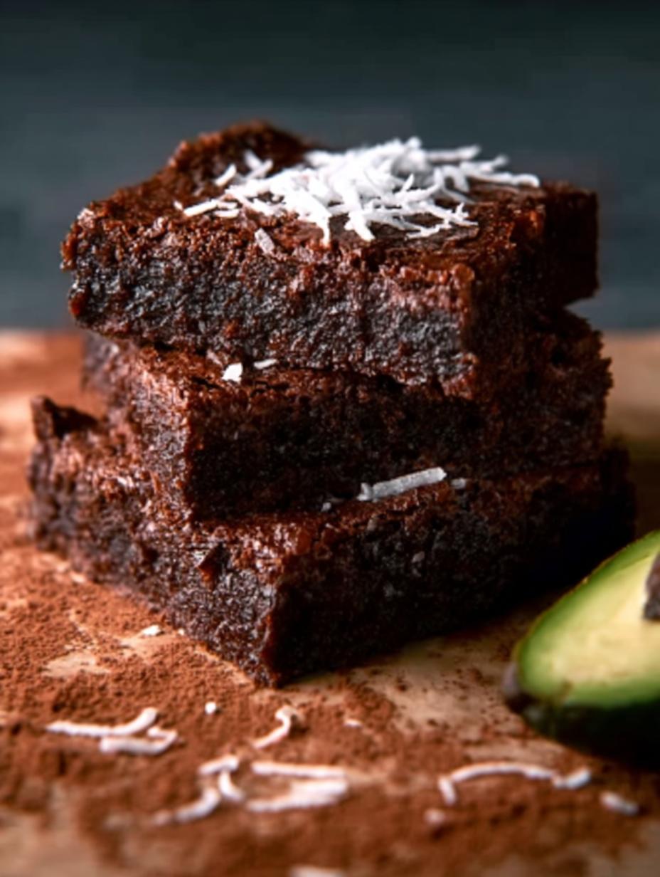 Deliciously rich and fudgy Avocado Brownies sliced into squares, ready to be served