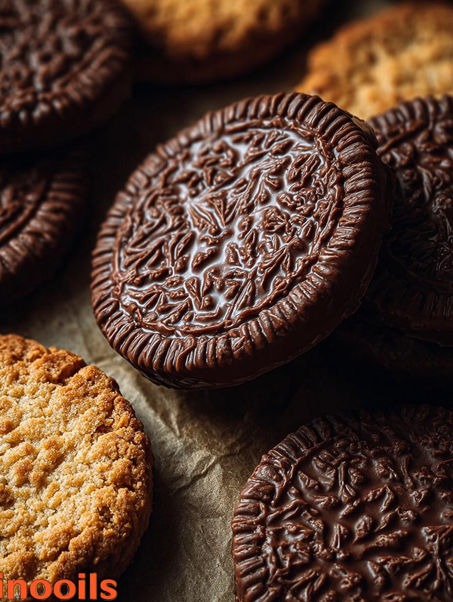 Delicious homemade Chocolate Hobnobs with a rich chocolate topping, ready to be enjoyed
