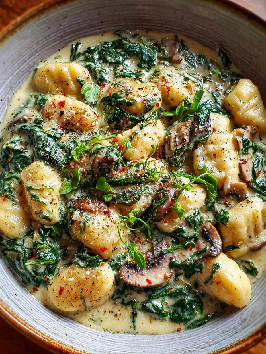 Creamy Spinach Mushroom Gnocchi: 1 Dreamy Dish - Creamy Spinach Mushroom Gnocchi - main visual representation