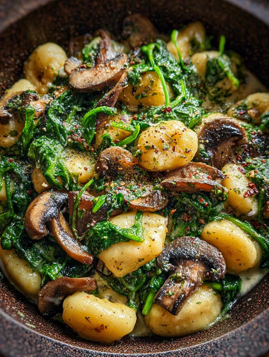 Creamy Spinach Mushroom Gnocchi: 1 Dreamy Dish - Creamy Spinach Mushroom Gnocchi - additional detail