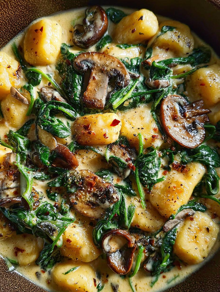 Creamy Spinach Mushroom Gnocchi