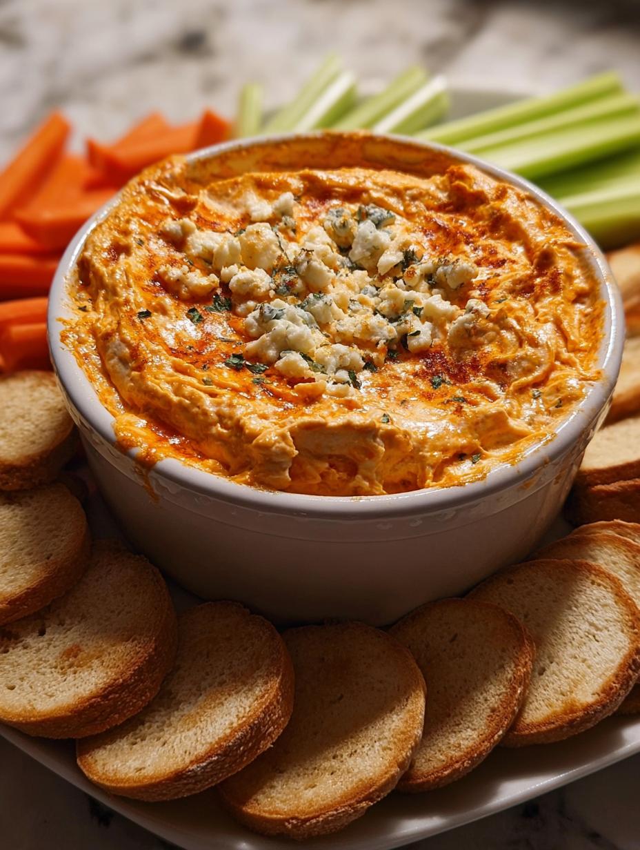 Delicious Crockpot Buffalo Chicken Dip bubbling in a slow cooker, ready to be served, showcasing its creamy texture and vibrant color.