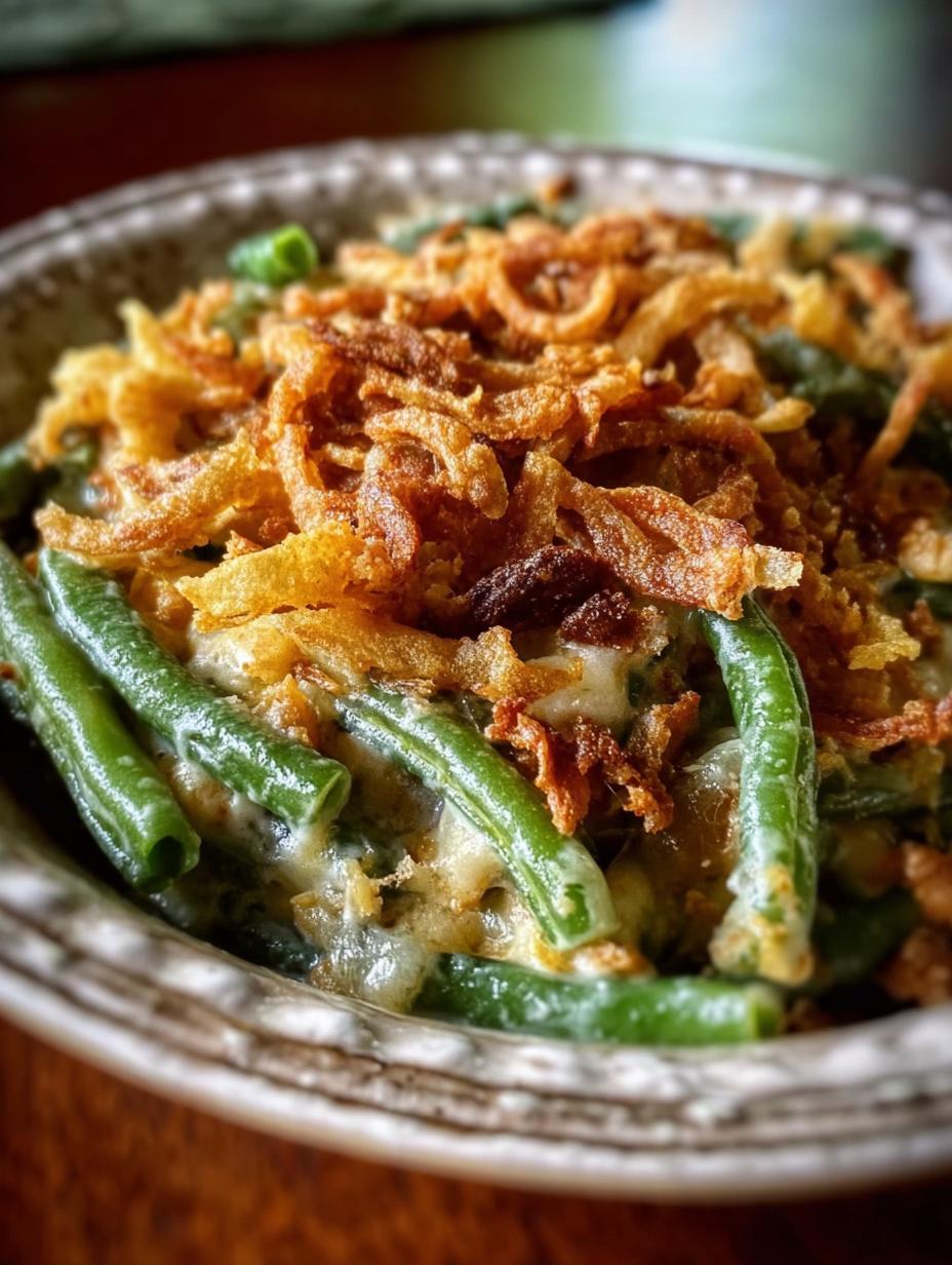 Amazing Dairy Free Green Bean Recipe in just 2 steps - Dairy Free Green Bean casserole in a baking dish