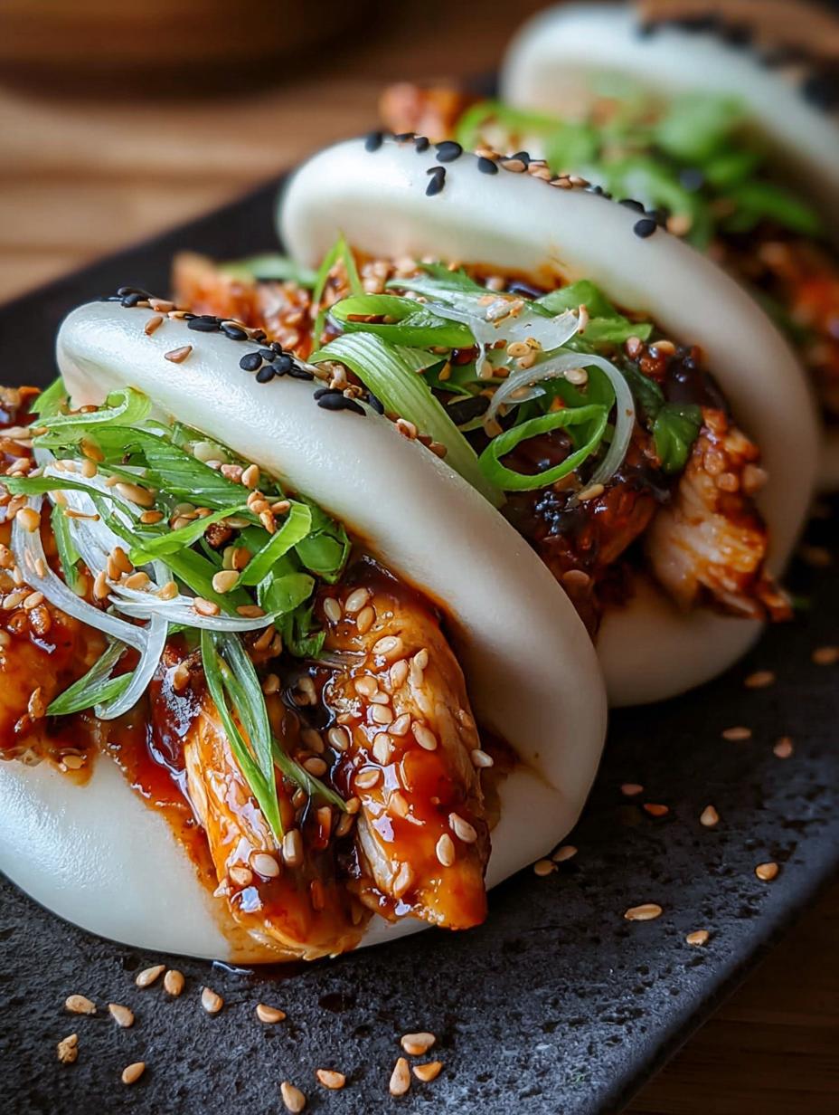 Unleash 8 Tastes: Korean Chicken Bao Buns Marvel - Delicious Korean Chicken Bao Buns with fresh cilantro and cucumber
