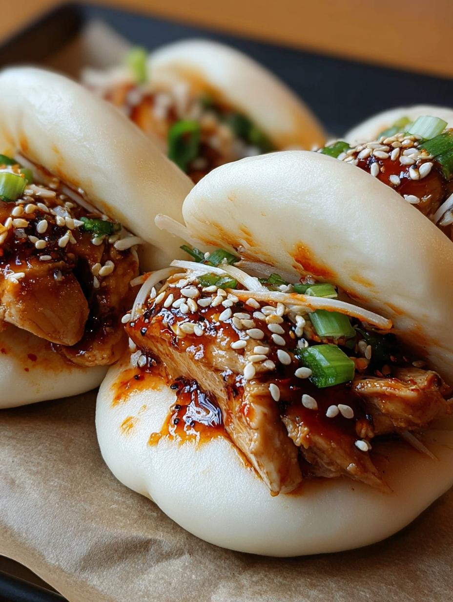 Unleash 8 Tastes: Korean Chicken Bao Buns Marvel - Close-up of a perfectly steamed Korean Chicken Bao Bun