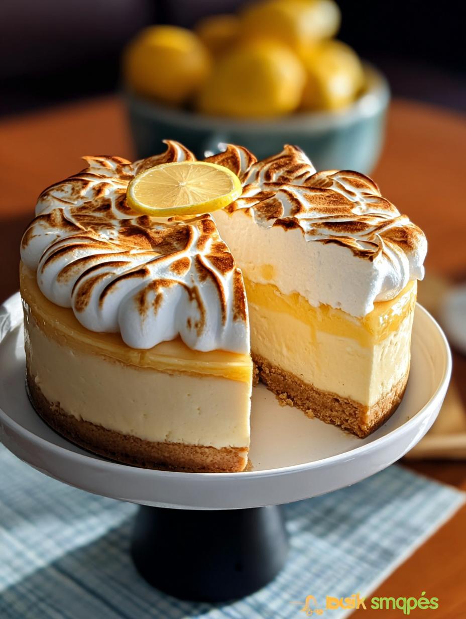 Divine Lemon Curd Meringue Cheesecake: 1 Incredible Bites - Lemon Curd Meringue Cheesecake - main visual representation