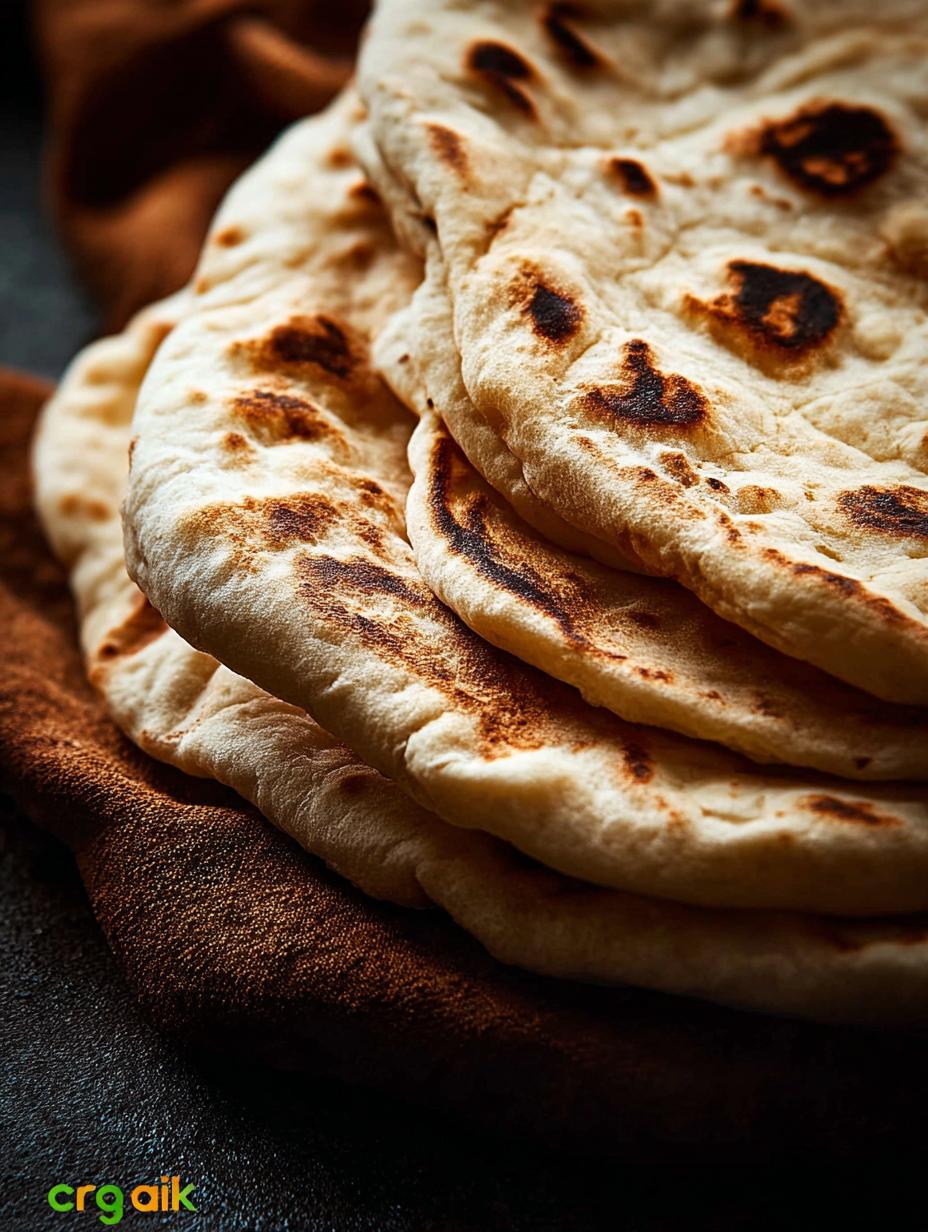 Delicious homemade pita bread fresh from the oven, perfectly puffed and golden brown, ready to be served