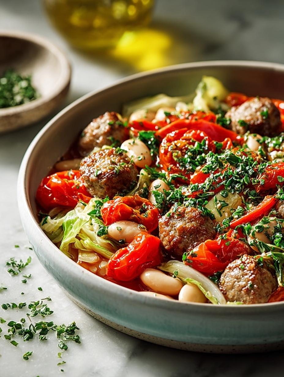 Hearty Sausage Cabbage White Bean Skillet Recipe - Sausage Cabbage White Bean - additional detail