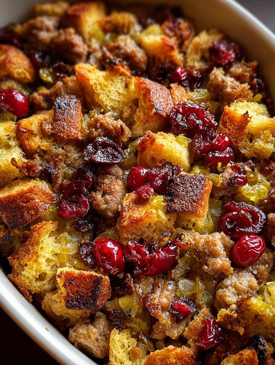 Amazing Sausage Cranberry Stuffing Recipe Now - Sausage Cranberry Stuffing - main visual representation