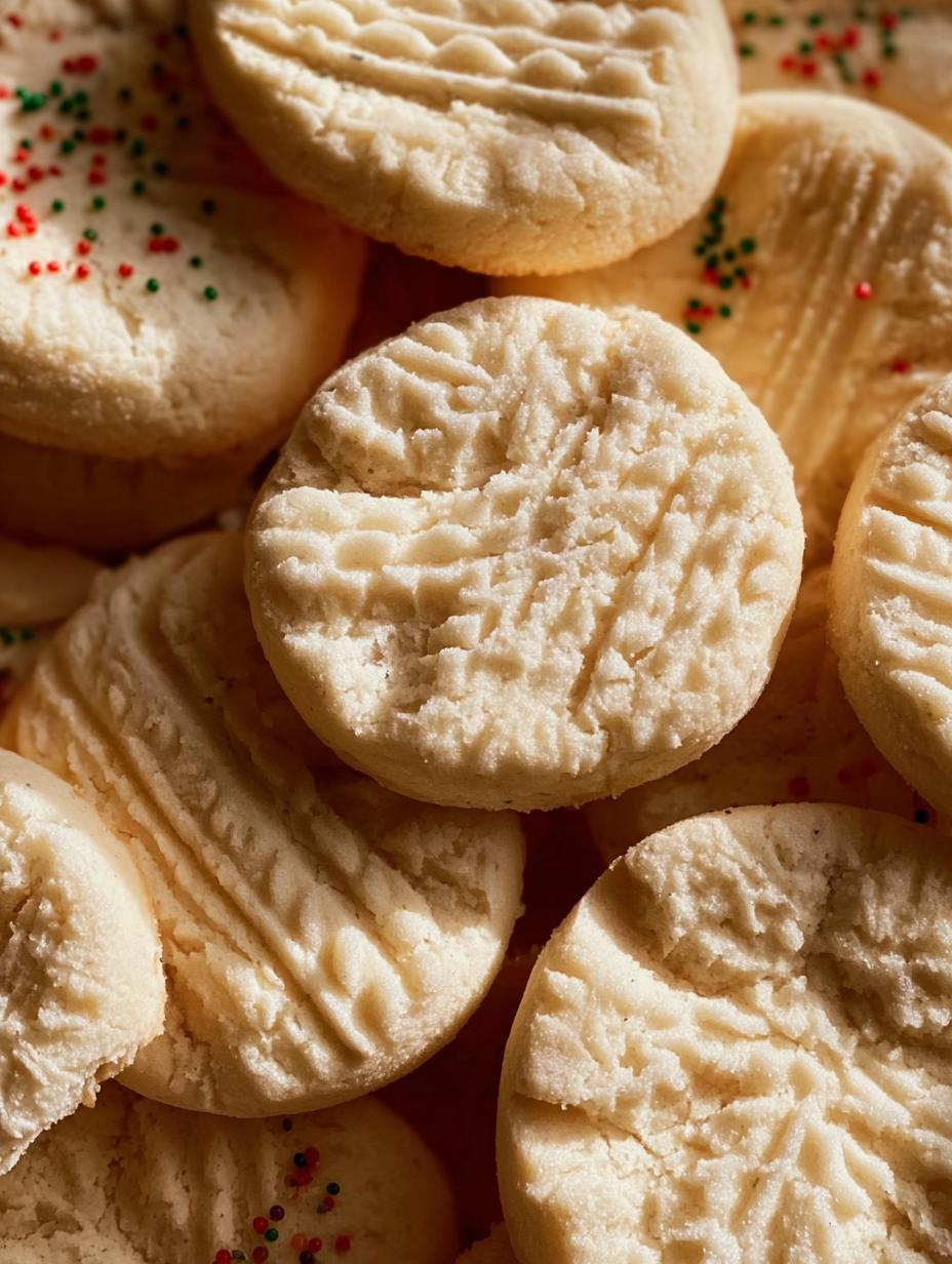 Amazing 3-Ingredient Shortbread Cookies Recipe - Close-up of a stack of buttery shortbread cookies