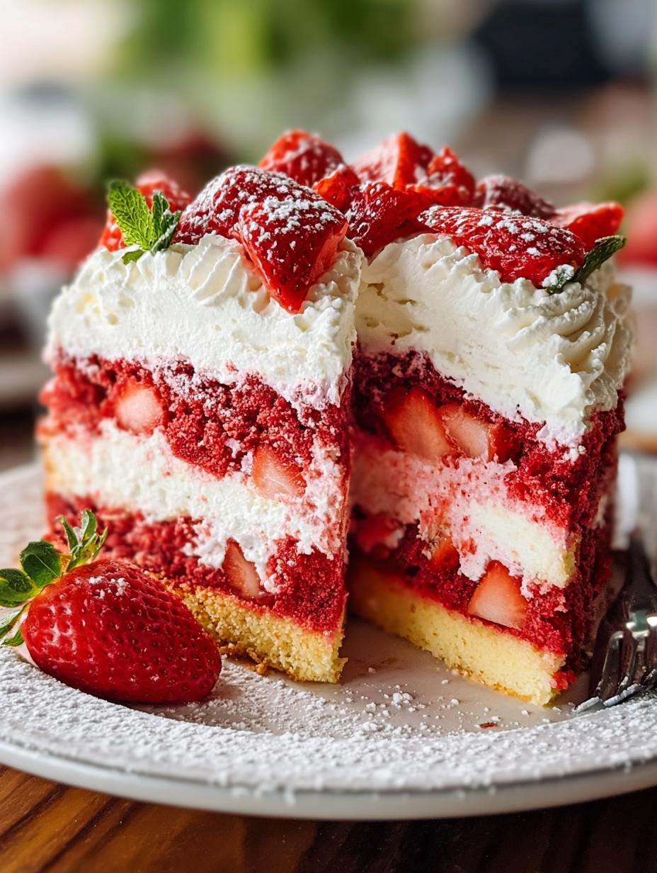 Strawberry Earthquake Cake