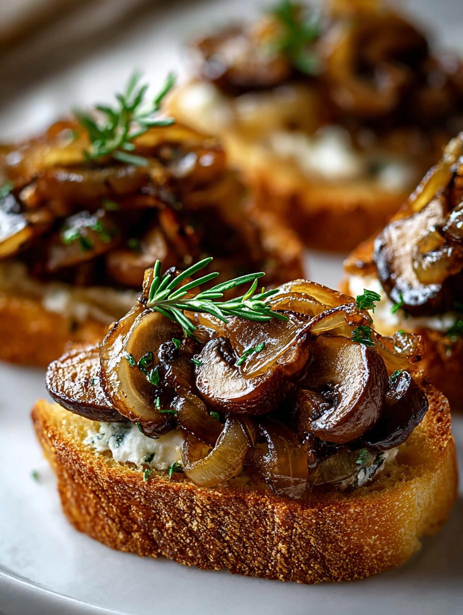 Caramelized Onion Mushroom Crostini