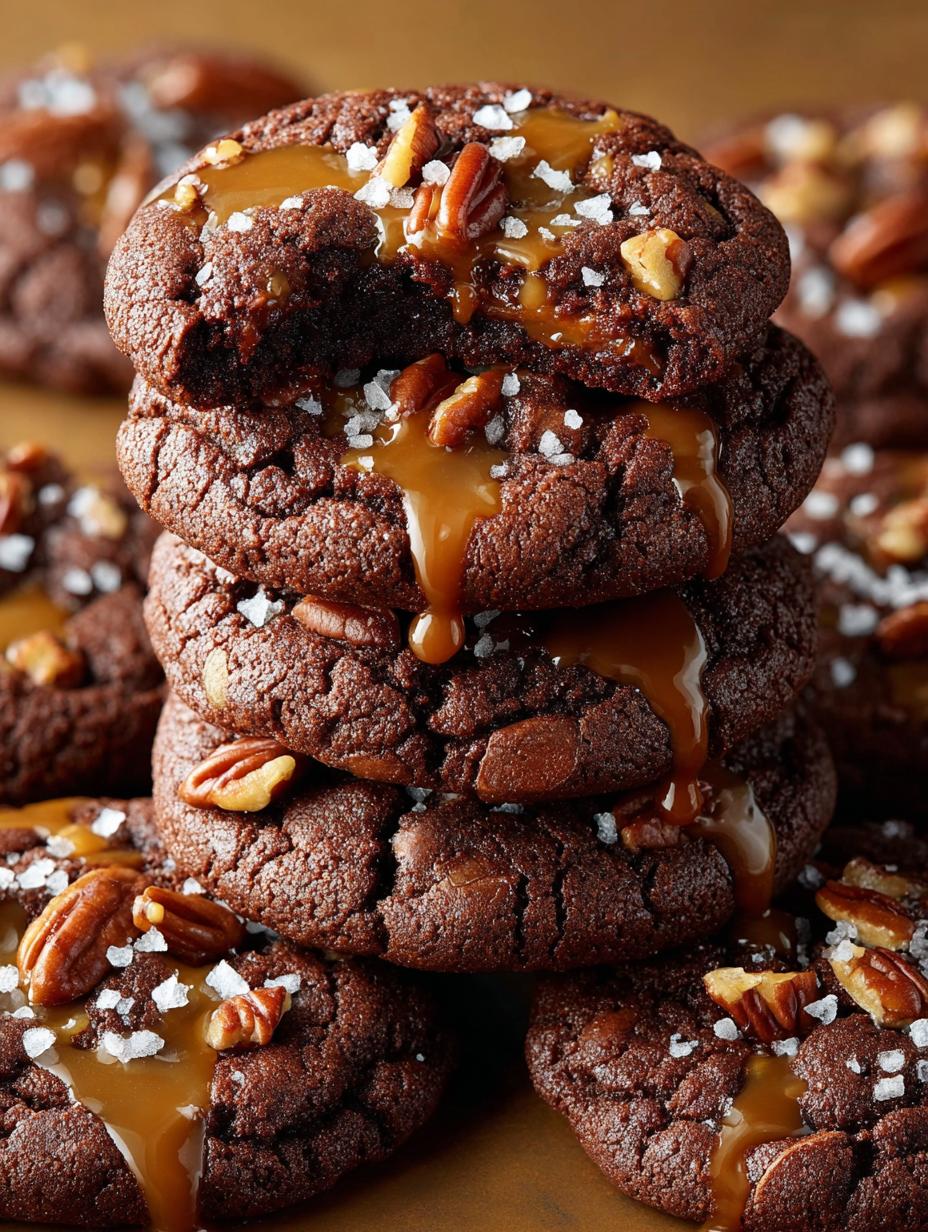 Chocolate Turtle Cookies with