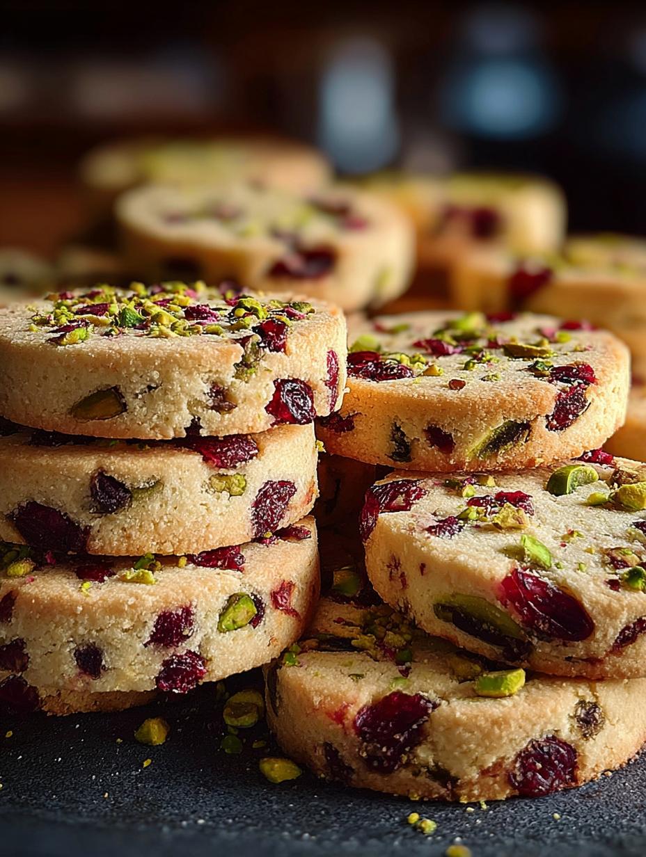 Buttery Cranberry Pistachio Shortbread Cookies Recipe - Cranberry Pistachio Shortbread Cookies - main visual representation