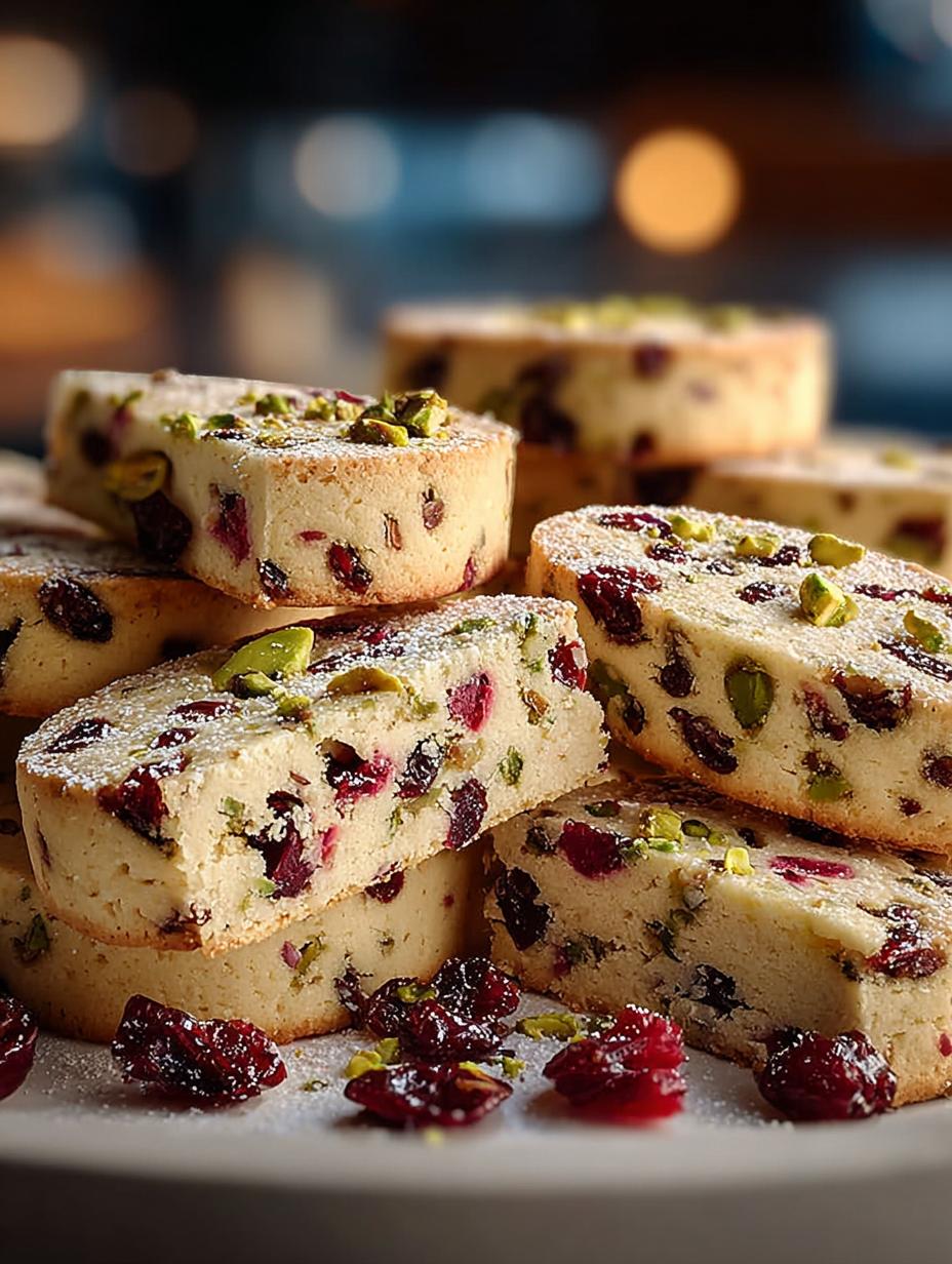 Buttery Cranberry Pistachio Shortbread Cookies Recipe - Cranberry Pistachio Shortbread Cookies - additional detail
