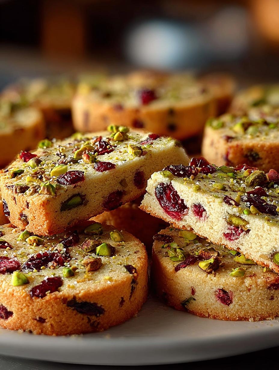 Cranberry Pistachio Shortbread Cookies