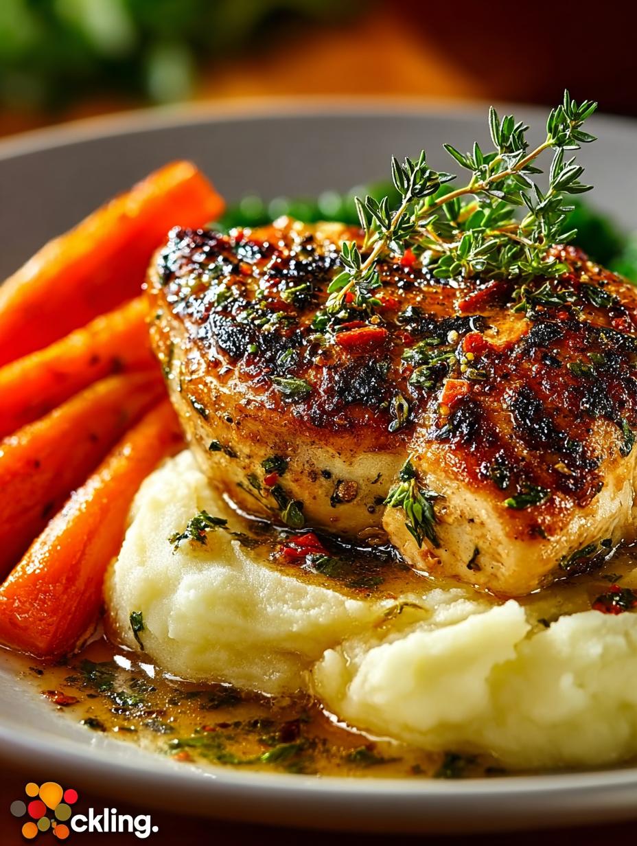 Garlic Herb Chicken with Mashed Potatoes and Carrots - Garlic Herb Chicken with - main visual representation