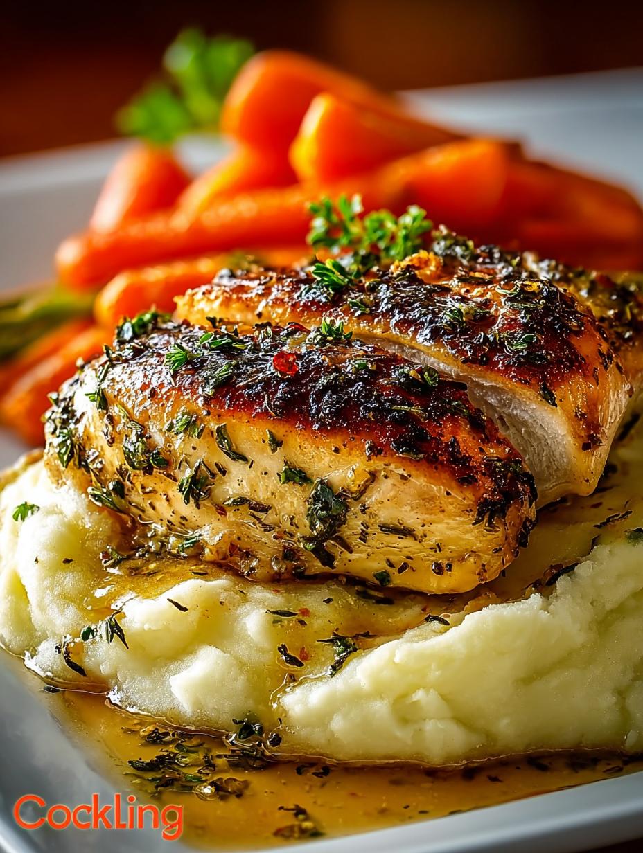 Garlic Herb Chicken with Mashed Potatoes and Carrots - Garlic Herb Chicken with - additional detail