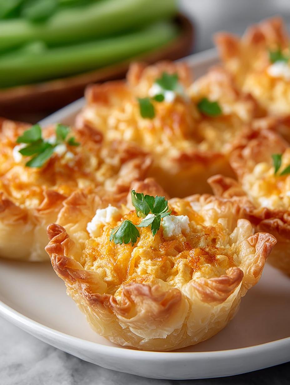 Buffalo Chicken Phyllo Cups