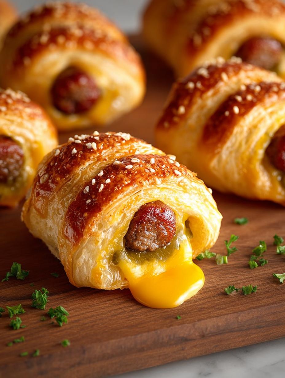 Cheeseburger Pigs Blanket: 24 Savory Snack Bites - Cheeseburger Pigs Blanket - main visual representation