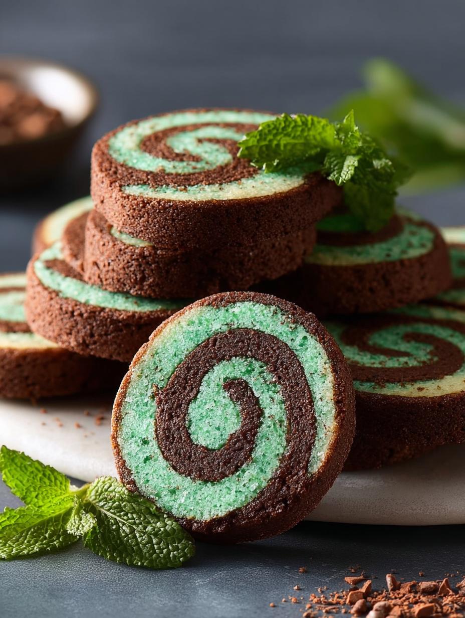 Chocolate Mint Pinwheel Cookies