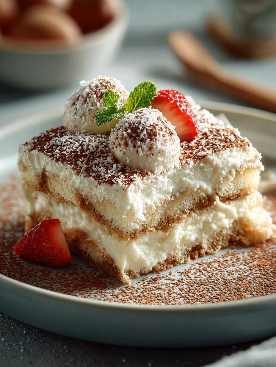 Coconut Tiramisu with Raffaello: 7 Layers of Bliss - Coconut Tiramisu with Raffaello - main visual representation